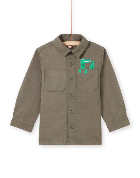 Sobrecamisa de manga larga de color caqui con estampado de cocodrilo para niño MOKASURCHEM / 21W902I1CHM628