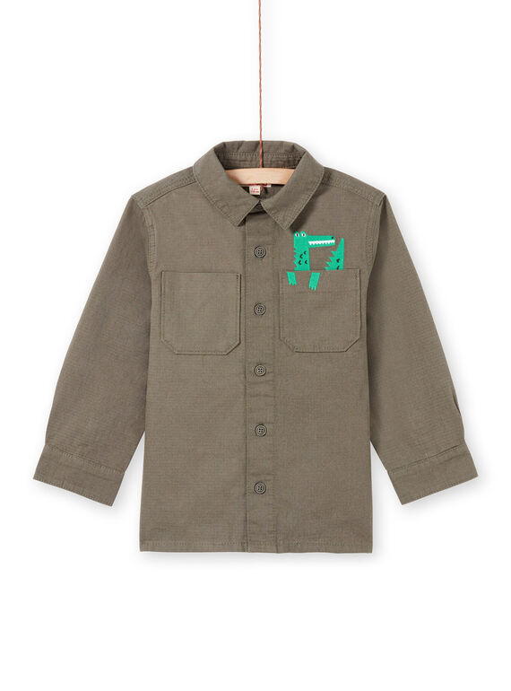 Sobrecamisa de manga larga de color caqui con estampado de cocodrilo para niño MOKASURCHEM / 21W902I1CHM628