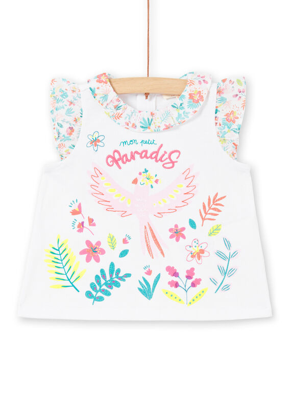 Camiseta blanca avolantada para bebé niña LIBONBRA / 21SG09W1BRA000