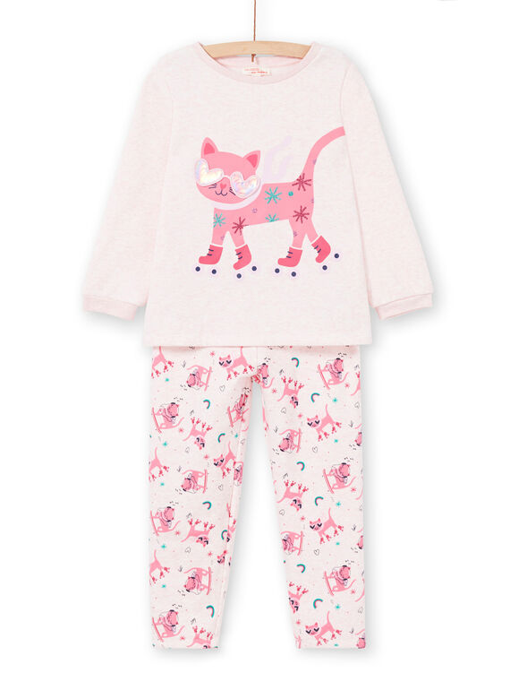 Pijama de muletón forrado con estampado de gato para niña LEFAPYJCHA / 21SH1111PYJD314