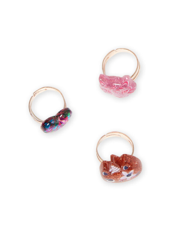 Pack de 3 anillos a juego con brillo para niña MYAJORING1 / 21WI01S2BAG953