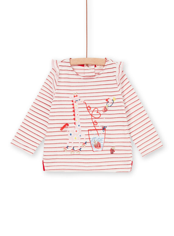 Camiseta de rayas Lurex®, de color rojo y blanco, para bebé niña LICANTEE / 21SG09M1TML001