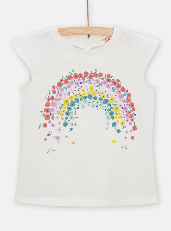 Camiseta de color crudo con estampado de arcoíris para niña TAPOTI4 / 24S901M3TMC001