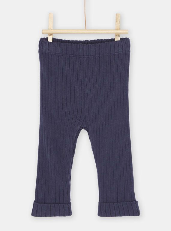 Leggings de canalé azul marino bebé niña SYIJOLEGCO4 / 23WI09B3CAL070