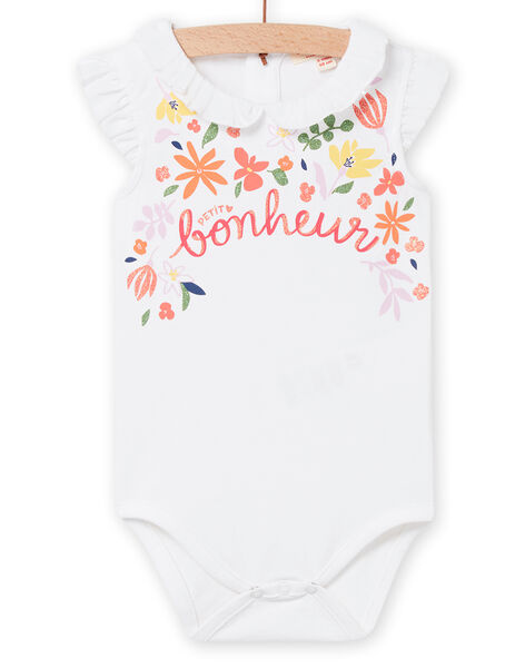 Body blanco con estampado floral y texto para bebé niña NIHOBOD / 22SG09T1BOD000