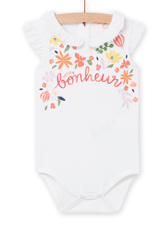 Body blanco con estampado floral y texto para bebé niña NIHOBOD / 22SG09T1BOD000