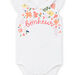 Body blanco con estampado floral y texto para bebé niña