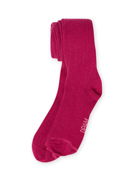 Leotardos lisos de color rosa y oscuro de canalé para niña MYAJOCOL3 / 21WI0117COLD312