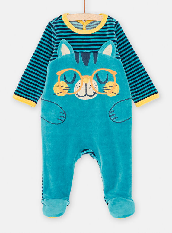 Pelele azul con estampado de gato y rayas para bebé niño SEGAGRECHA / 23WH1442GREC221