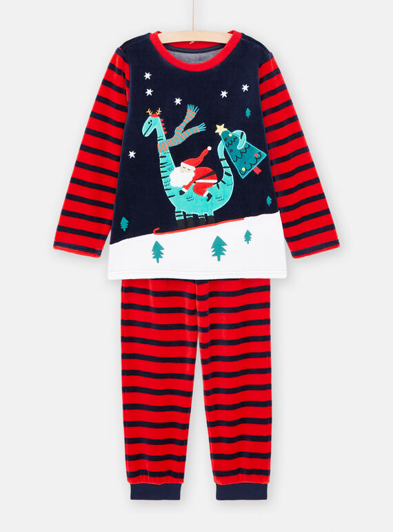 Pijama de Navidad de color rojo y azul noche para niño SEGOPYJNO2 / 23WH12T2PYJ705