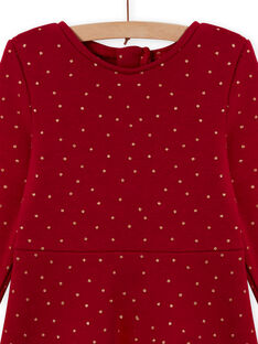 Vestido evasé de color rojo de lunares de muletón para niña MAJOLROB2 / 21W901N1ROBF504