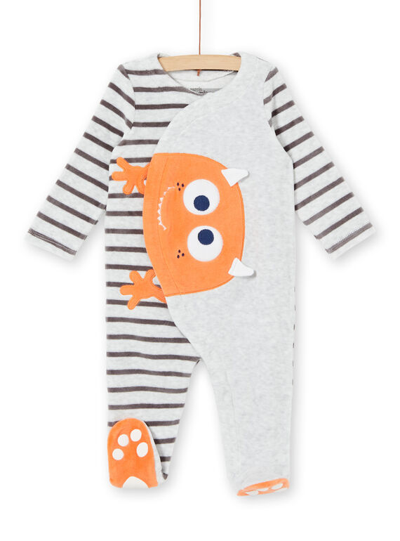 Pelele de terciopelo con estampado de monstruito para bebé niño LEFUGREMON / 21SH1411GREJ920