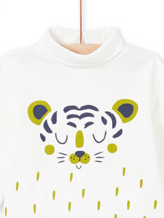 Jersey fino de manga larga de color crudo con estampado de tigre para bebé niño MUJOSOUP3 / 21WG10N3SPL001