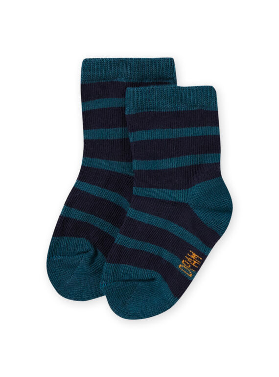 Calcetines de color azul pato de rayas para bebé niño MYUJOCHOR4 / 21WI1019SOQ714