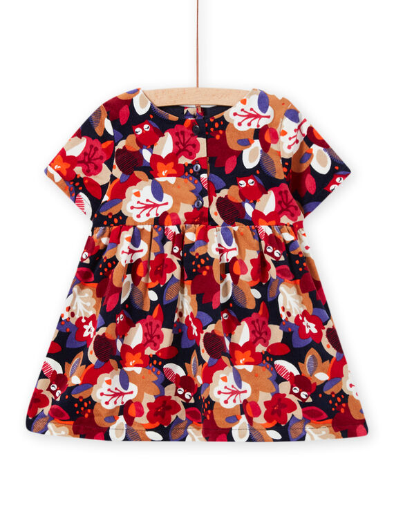 Vestido con estampado floral de terciopelo para bebé niña MIFUNROB1 / 21WG09M1ROB070