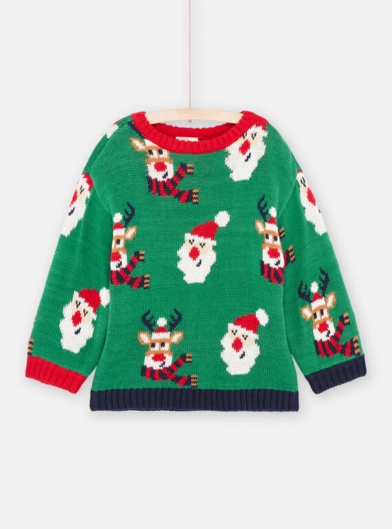 Jersey verde botella de Navidad de punto para niño SOWAYPUL2 / 23W902S1PULG611