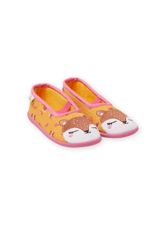 Zapatillas de casa de color amarillo con estampado de zorro para niña MAPANTREN / 21XK3531D07010