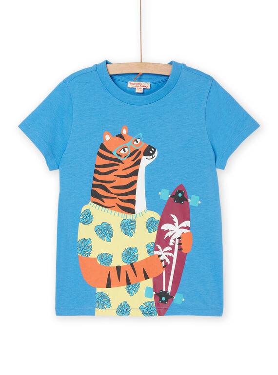 Camiseta azul con estampado de tigre ROJOTI8 / 23S902Z1TMC221