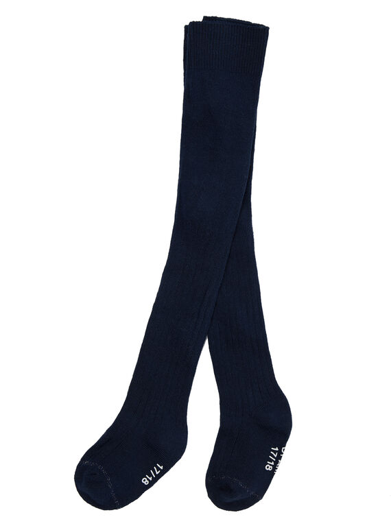 Leotardos de algodón de canalé de color azul marino para bebé niña JYIESCOL2 / 20SI0963COL070