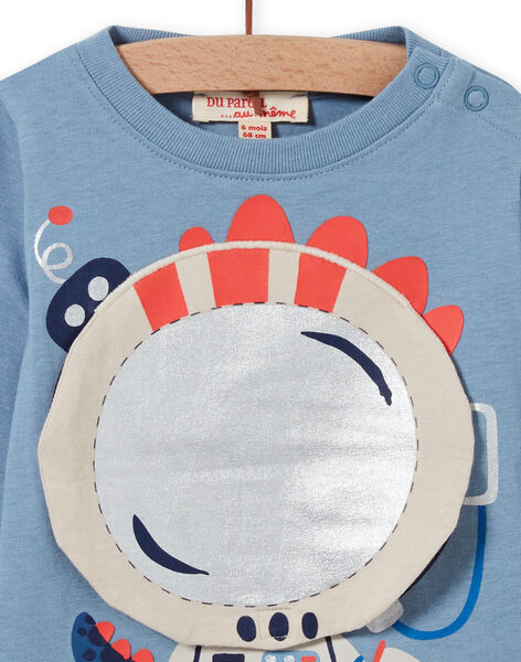 Camiseta azul con estampado de dragón astronauta para bebé niño MUPLATEE1 / 21WG10O2TML216